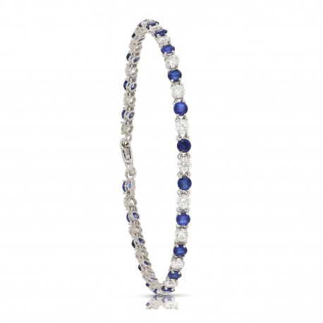 White gold 18k tennis type with white and blue cubic zirconia bracelet