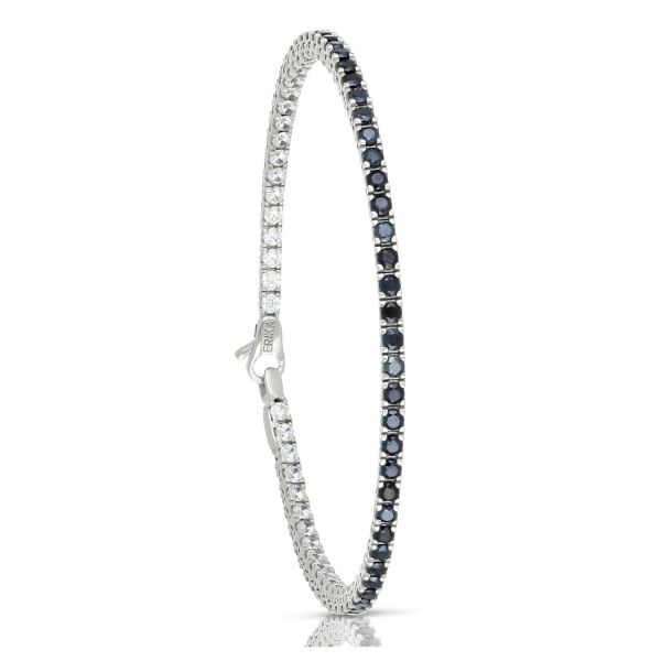 Bracciale in oro bianco 18 kt 750 1000 tennis double face con