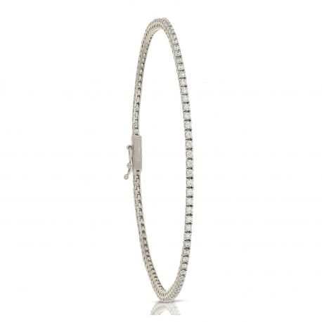 Bracciale in oro bianco 18 kt 750/1000 modello tennis con zirconi bianchi da donna