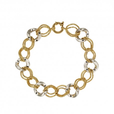 Yellow and white gold 18 K shiny and diamond-cut woman bracelet