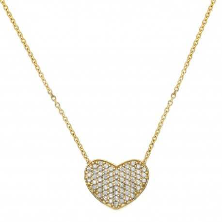 Halsband i 18 Kt gult guld med hjärta och zirkoner
