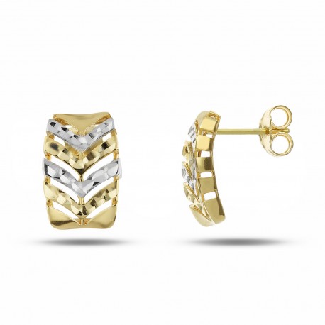 Women 18k Yellow and White Gold Openworked Earrings