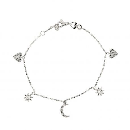 Bracciale in Oro Bianco 18 Carati con Pendenti