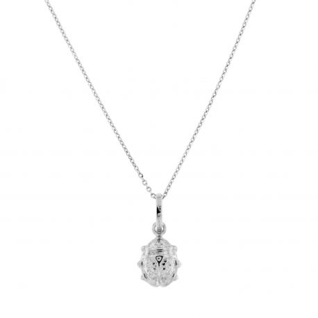 Collier en or blanc 18 carats avec coccinelle