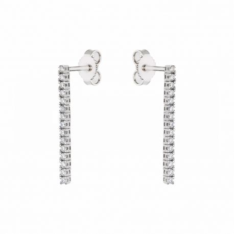 Brincos de tênis com zircões brancos em ouro branco 18K