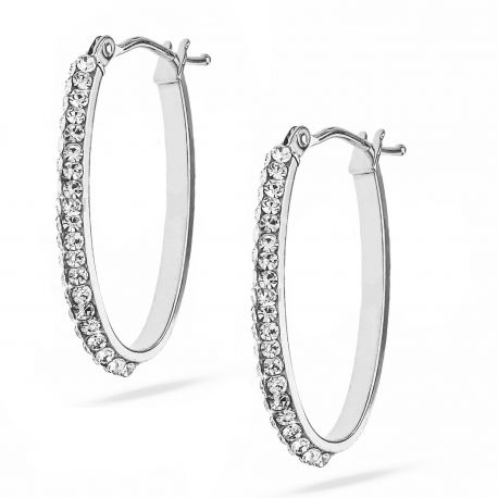 Boucles d'oreilles ovales pour femme en or blanc 18 carats