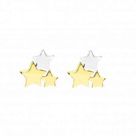Boucles d'oreilles bébé en or 18 carats avec 3 étoiles
