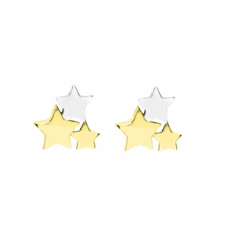 Mazuļu auskari 18K zelta krāsā ar 3 zvaigznēm