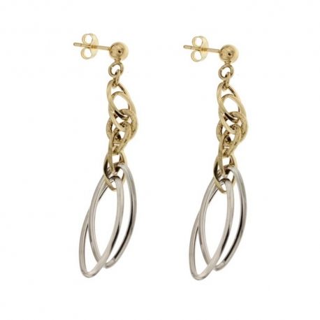 18Kt 750/1000 gold earrings with alternating chain links with round and oval links