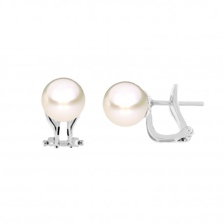 18 K hvitt gull øredobber med naturlige perler