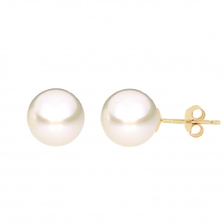 Boucles d'oreilles en or jaune 18 carats avec perles naturelles
