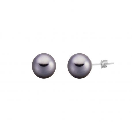 Women 18k White Gold with Dark Tahiti Pearls Earrings