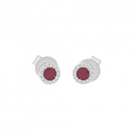 White gold 18 Kt 750/1000 with rubies and diamonds earrings