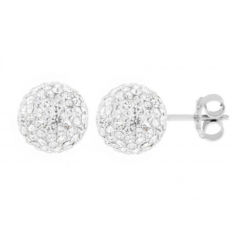 Women 18k White Gold with Sphere in Resin and White Cubic Zirconia Earrings