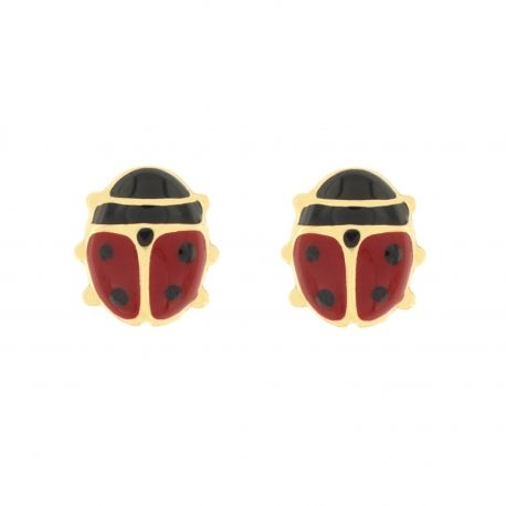 Boucles d'oreilles Coccinelle en or jaune 18 carats