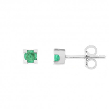 White Gold 18k with Natural Emeralds Earrings
