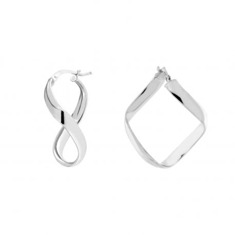 Wavy Hoop øreringe i 18K hvidguld