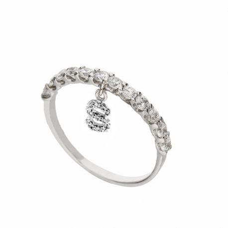 Veretta z zawieszką w kształcie litery z cyrkonii z 18-karatowego białego złota