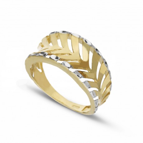 Women 18k Yellow and White Gold Band Ring