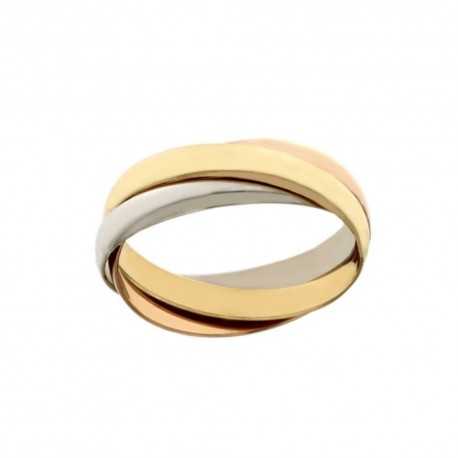 Pletený prsten z 18K žlutého, bílého a růžového zlata