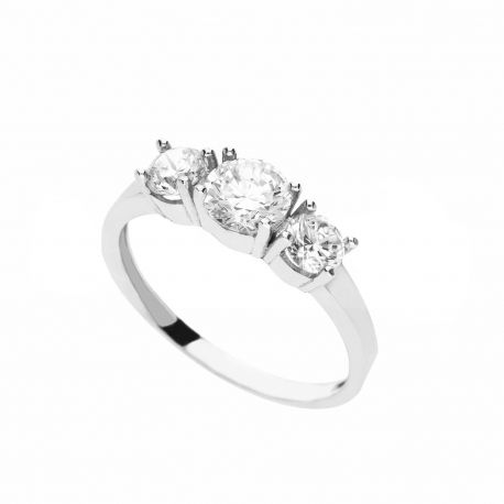 Trilógia gyűrű 18 karátos fehéraranyból cirkóniákkal