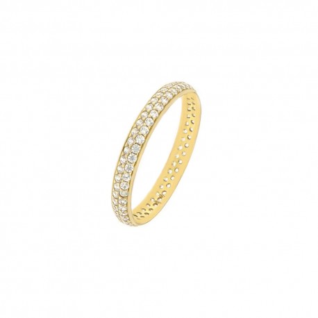 Veretta-ring van 18K geel goud met witte zirkonen