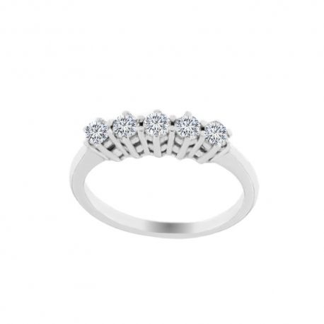 Anel de meia banda em ouro branco 18K com diamantes