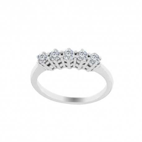 Félszalagos gyűrű 18 K fehéraranyból gyémántokkal