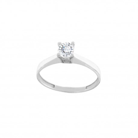 Women 18k White Gold with Cubic Zirconia Solitaire Ring