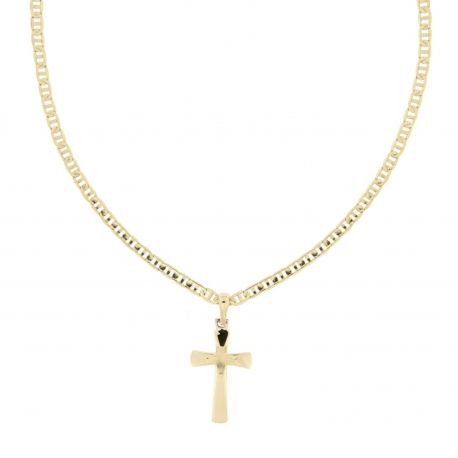 Chaîne pour homme en or jaune 18 carats avec croix