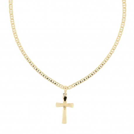 Men 18k Yellow Gold with Cross Necklace
