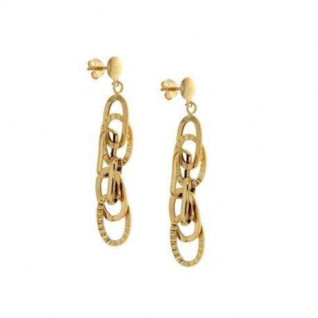 Boucles d'oreilles pendantes chaîne en or jaune 18 carats 750/1000 finition polie et diamantée