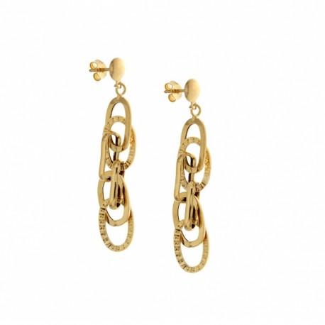 Yellow gold 18k 750/1000 link chain dangling earrings