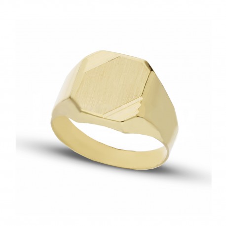 Ορθογώνιο δαχτυλίδι ασπίδας από κίτρινο χρυσό 18 καρατίων
