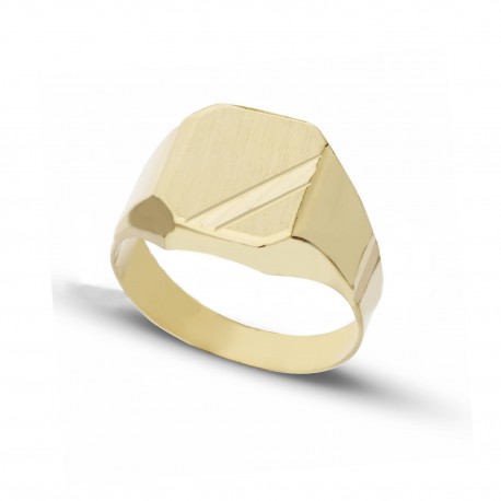 Прямоугольное кольцо-щит из желтого золота 18 карат