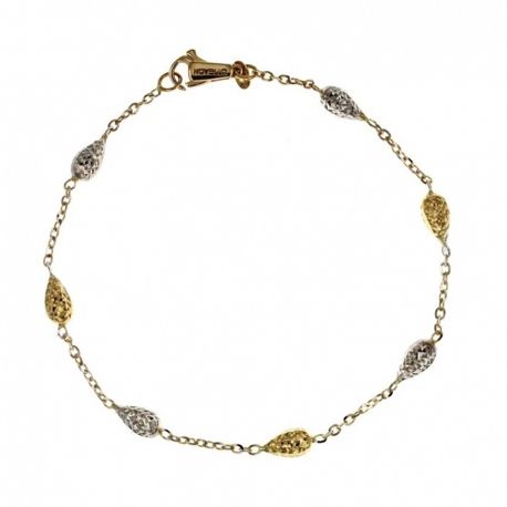 White and yellow gold 18k with hammered drops woman bracelet