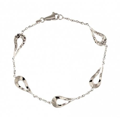 18 kt 750/1000 balto aukso grandinėlės apyrankė su įkaltais lašeliais moterims