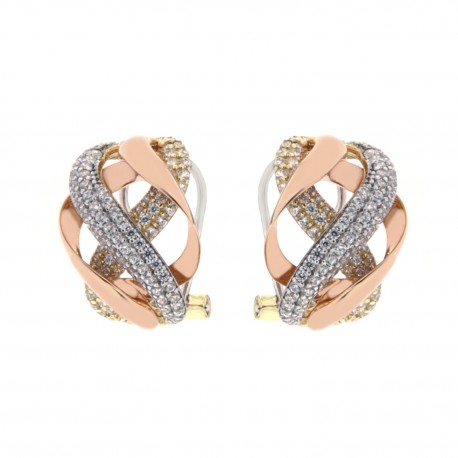 Intreccio Earrings in 18K Yellow, White and Rose Gold