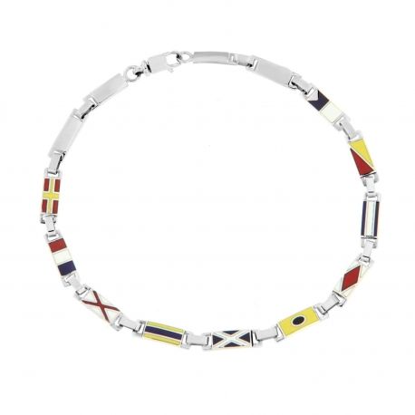 Bracelet avec drapeaux en or blanc 18 carats pour homme