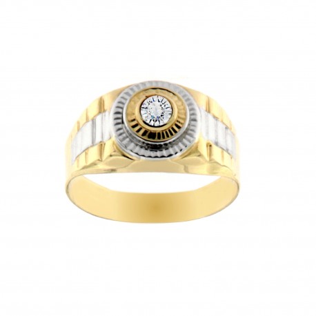 18K Yellow and White Gold Ring for Men