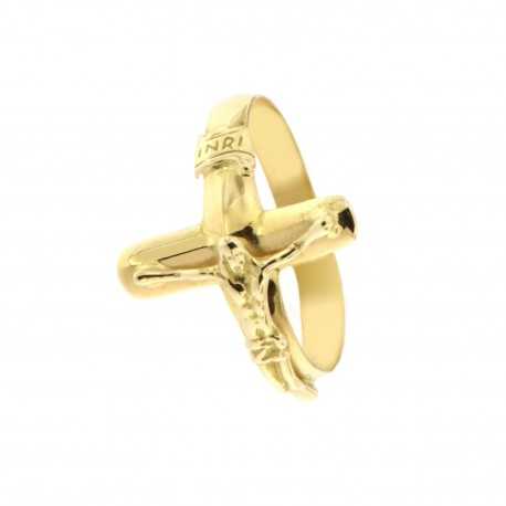 Krucifixový prsten z 18K žlutého zlata