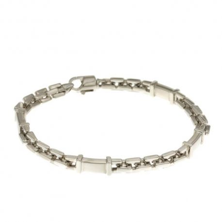 18 kt 750/1000 gouden armband met volledige ketting en gepolijste platen voor heren