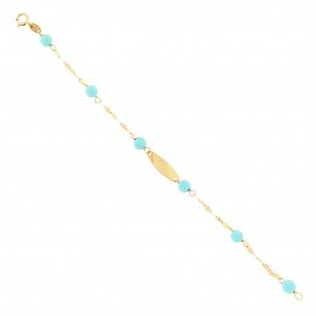 18 kt yellow gold bracelet with turquoise stones for girls