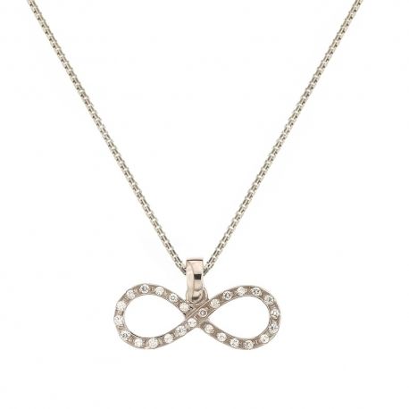 18K 750/1000 Infinity witgouden ketting met witte zirkonia's