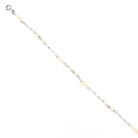 Armband aus 18 kt Weißgold mit weißen Perlen