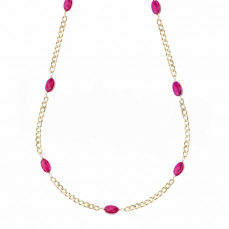 Grumetta Necklace in 18K Yellow Gold with Fuchsia Stones