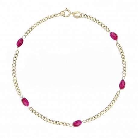 Grumetta Bracelet in 18 K Yellow Gold with Fuchsia Stones