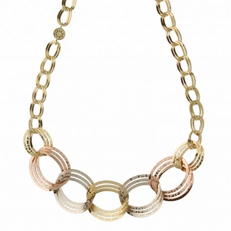 Collana Girocollo Oro Bianco, Giallo e Rosa 18k