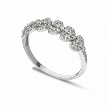 18k witgouden ring met hartjes en witte zirkonen