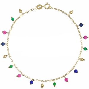 18k 黄金夹带彩色石块